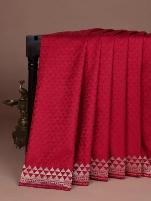 Red White Banarasi Tanshoi Silk Saree