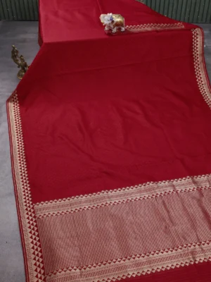 Red White Banarasi Tanshoi Silk Saree