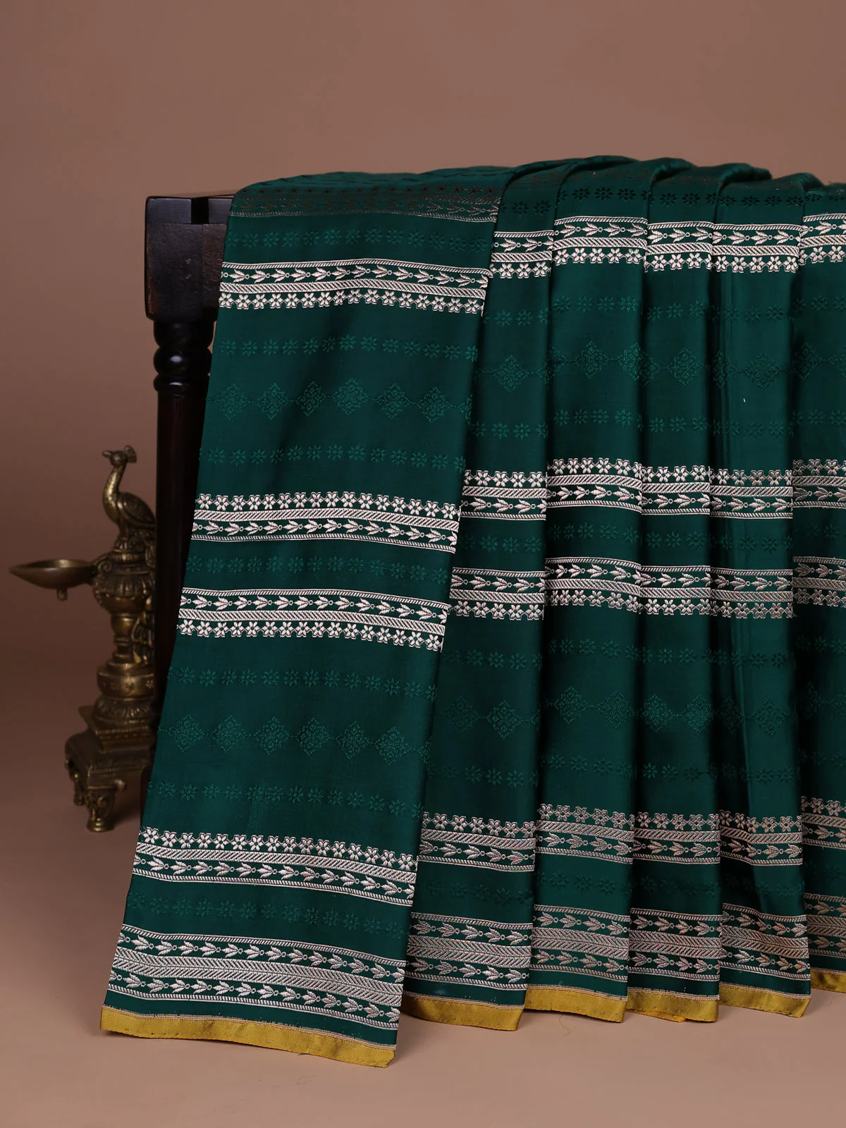 Green Banarasi Tanshoi Silk Saree