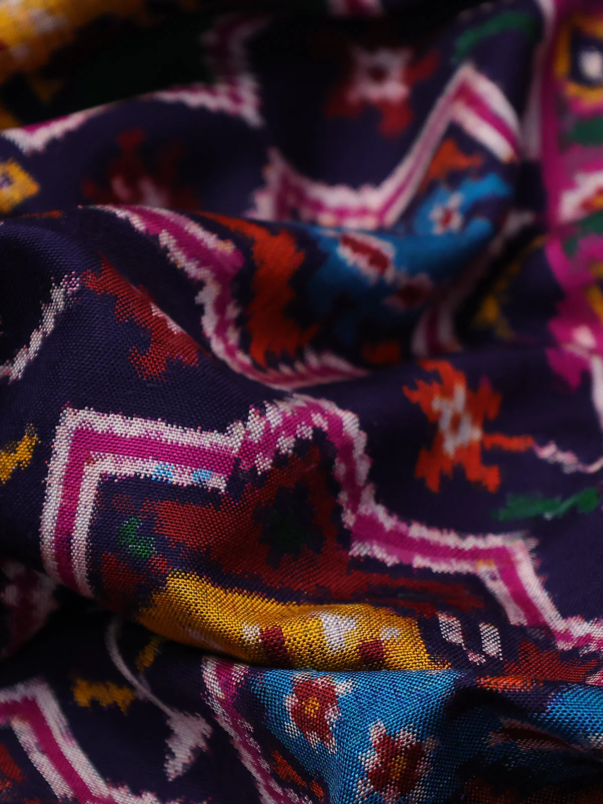 Navy blue-Pink Patan Patola Silk Saree - Image 3