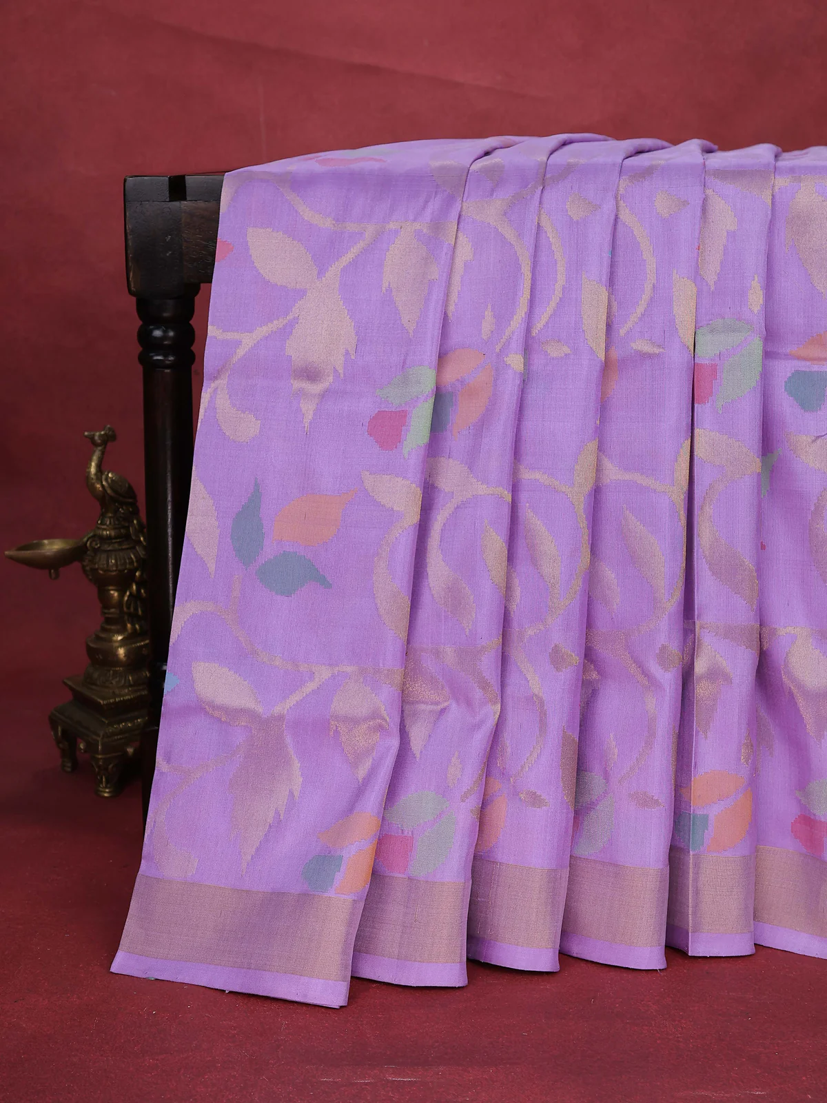 Lavender Uppada Silk Saree With Jamdhani Weaves