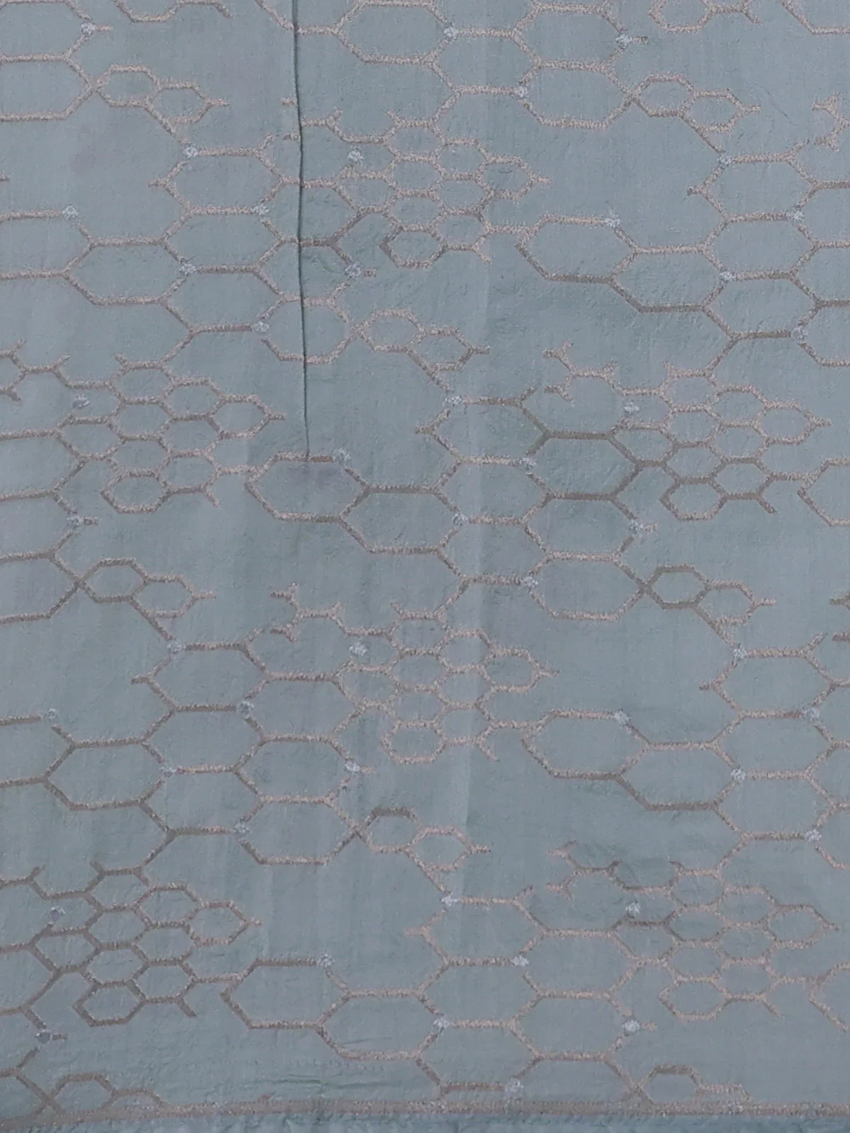 Pastel Blue Organza Silk Saree - Embroidery Readymade Blouse - Image 3